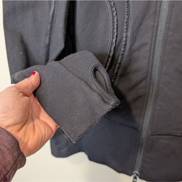 Lululemon Athletica Black Scuba Hoodie High Collar Zip Front Size 6 - Picture 3 of 8